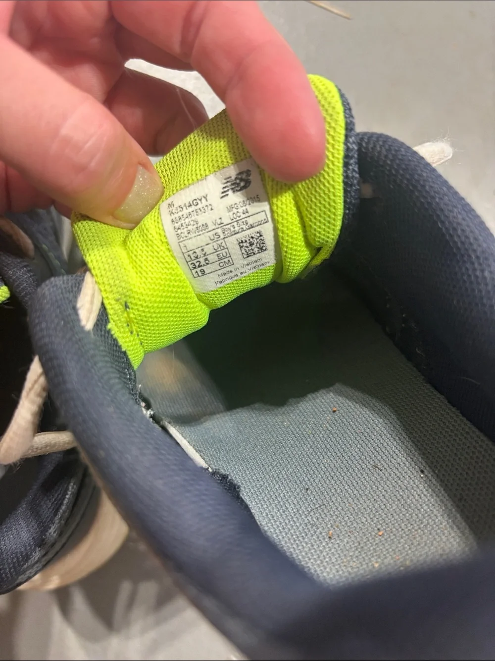 New Balance Navy and Lime Kids Running Sneakers